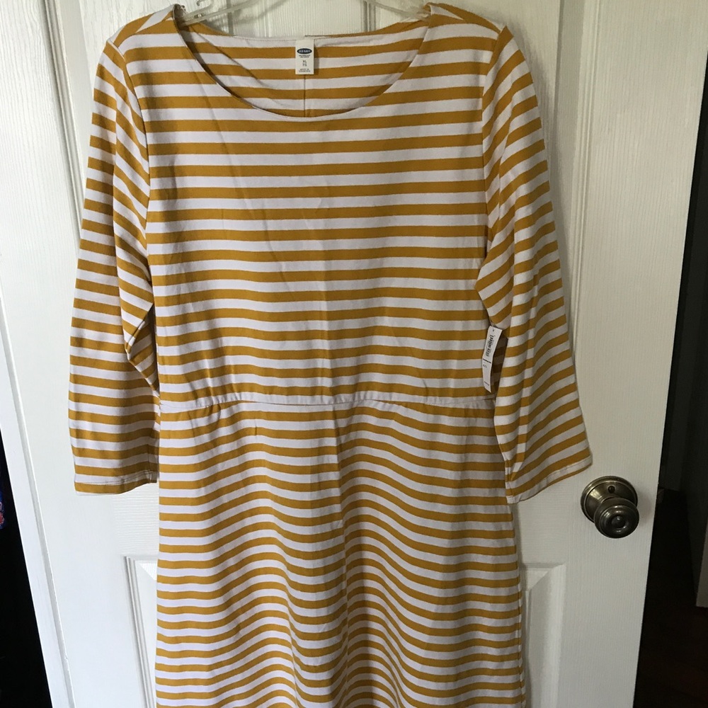 Old Navy Mustard yellow and white stripe midi